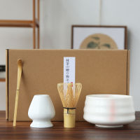 4Pcsset Traditional Matcha Giftset Bamboo Matcha Whisk Spoon Ceramic Matcha Bowl Teaware Tea Pot Whisk Holder Japanese Tea Set