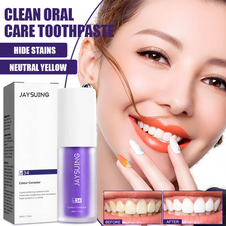 MOMO STORE Jaysuing Toothpaste V34 Purple Teeth Whitening Toothpaste ...