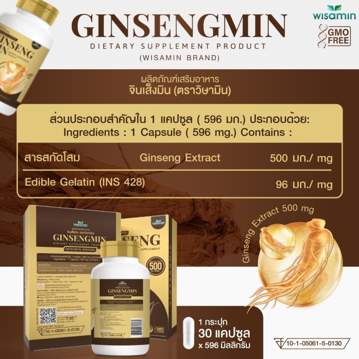 ginsengmin-จินเส็งมิน-โสมสกัด-500-mg-บรรจุ-30-แคปซูล-สารสกัดโสม-เข้มข้น-ginsen-extract-จำนวน-1-กระปุก-ปริมาณ-30-แคปซูล