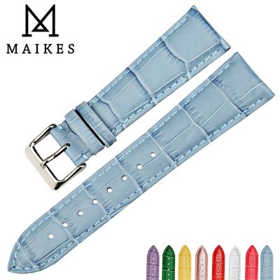MAIKES New watch accessories 12mm 22mm watchbands women blue genuine leather watch strap wristband for Citizen watch band