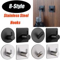 ✢﹊ Aluminum Alloy Black Robe Hook Wall Hook Towel Hook For Bathroom Coat Self Adhesive Rustproof Hook Hanger For Kitchen Hardware