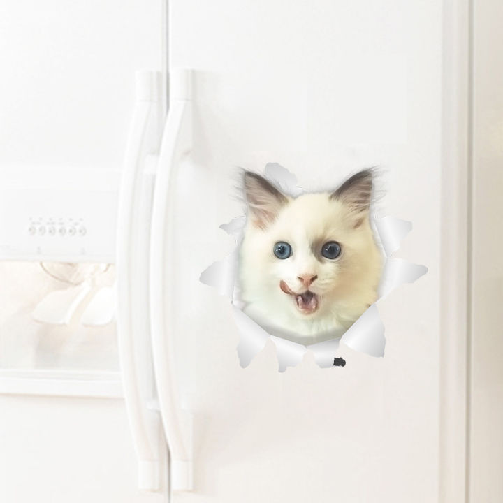 ตกแต่งสำนักงานรูปลอกฝาปิดในห้องน้ำสำหรับห้องน้ำสติกเกอร์ศิลปะติดผนังแมวน่ารัก3d