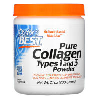 คอลลาเจน Doctors Best, Pure Collagen Types 1 and 3 Powder, 7.1 oz (200 g) คอลลาเจนแบบผง คอลลาเจนผง คอลลาเจนชงดื่ม ผิวใส เต่งตึง ลดเลือนริ้วรอย