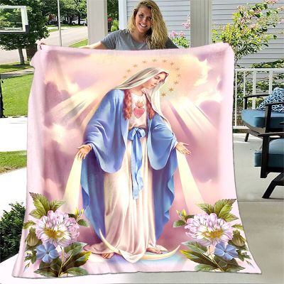 （in stock）Virgin Mary Soft Blanket Living Room/Bedroom Blanket Warm Virgin Mary Blanket Cross Home Blanket（Can send pictures for customization）
