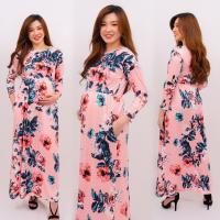 [MOF Exclusive] Long Sleeve Floral Woman Maxi Dress Maternity Dress Baju Mengandung MFYD010 (4 Colour)