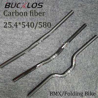 BUCKLOS 25.4 Carbon Handlebar 540mm 580mm Folding Bike Handlebar Lightweight 25.4mm Flat Riser Handle Bar for BMX Brompton