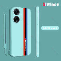 เคสโทรศัพท์ NIWINEE Light Cyane ไซด์รันเวย์สำหรับ OPPO Reno 10 Pro Plus + 8T 8Z 7Z 6 5 Pro 5Z 2 A98 A96 A78 A76 A74 A58 A54 4G 5G เคส X3โปรซิลิโคนรูปสี่เหลี่ยมพร้อมฟรีสายคล้อง z001-1ฝาครอบหลังปกป้องกล้องแบบซอฟต์ทัช