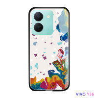 เคสโทรศัพท์ Vivo Y36 Y36 5G Ins แบบแข็งภาพวาดหมึกเคสใส่โทรศัพท์ฝาครอบหลัง