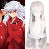 LFOUR เงินสีเงิน วิกคอสเพลย์ Inuyasha สีขาวขาว ไฟเบอร์ทนความร้อน วิกคอสเพลย์อนิเมะ ธรรมชาติตามธรรมชาติ อุปกรณ์วิกผมปาร์ตี้ ปาร์ตี้คอสเพลย์