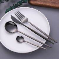 （glistening shop）กระจก BlackCutlery ชุดส้อม ButterTeaSet TablewareDinner ชุดตะเกียบซูชิ Sticks