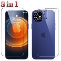 3-in-1 Full Cover For iPhone 14 13 12 Screen Protector 14 13 12 Pro Max Back Tempered Glass On For iPhone 13 12 mini Camera Lens Film