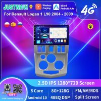 JUSTNAVI วิทยุนิ้วรถมัลติมีเดีย9สำหรับ Renault Logan 1 2004-2009 Android10ระบบนำทาง GPS Carplay WIFI 4G BT กล้อง DSP 2 Din