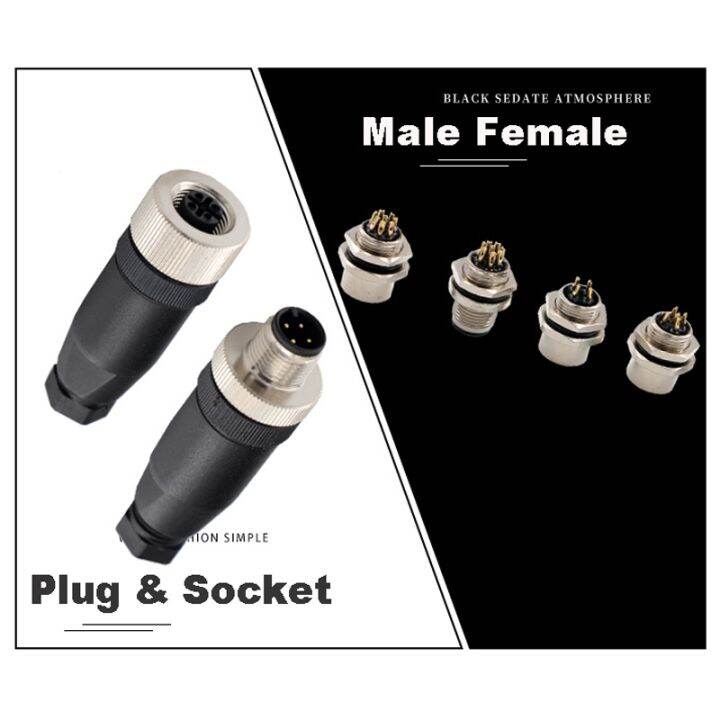 waterproof-ip67-m12-connector-aviation-plug-socket-4-5-8-12-pin-hole-needle-male-curved-straight-screw-crimping-power-connectors