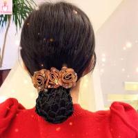 QIWANBA19 อุปกรณ์เสริมผม จับผม สำหรับแม่ สำหรับพยาบาล Barrettes บาร์เร็ตต์ คลิปสปริง ลูกปัดประดับลูกปัด คลิปผมโครเชต์ ตาข่ายมวยสำหรับผู้หญิง สายผูกผมดอกไม้ ตาข่ายคลุมผมคริสตัล เซอร์คอน