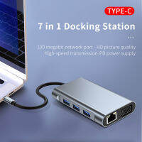 7 in 1 USB 3.0 Hub For Laptop Adapter PC PD Charge 7 Ports Dock Station HDMI TFSD Card Notebook Type-C Splitter