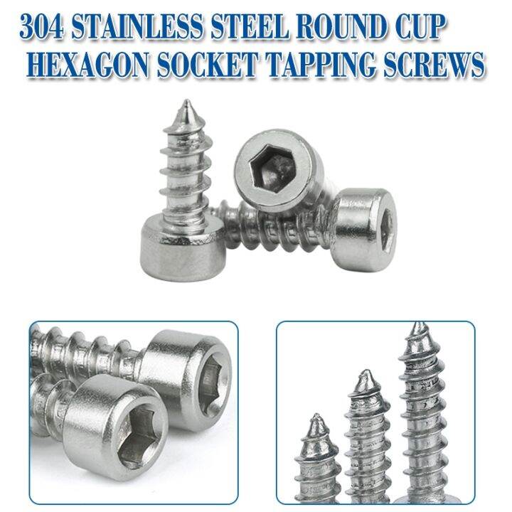 20-55-buah-m2-m2-5-m3-m4-m5-m6-hexagon-hex-socket-cap-kepala-diri-penyadapan-sekrup-304-stainless-steel-allen-kepala-sekrup-untuk-speaker