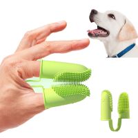 ✶▦◈ Dog Soft Double Finger Toothbrush Pet Teeth Cleaning Brushes Dogs Bad Breath Care Tpr Toothbrush Accessories