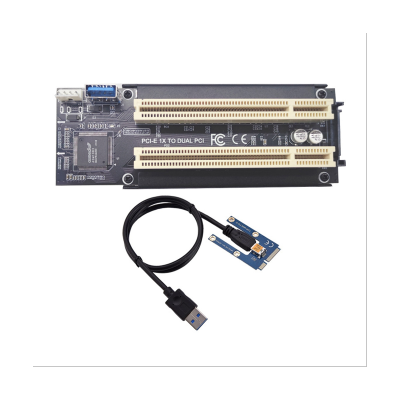 Mini Pci-E to Dual Pci Express X1 to Dual Pci Riser Card High Efficiency Adapter Converter Black for Desktop Pc Asm1083 Chip