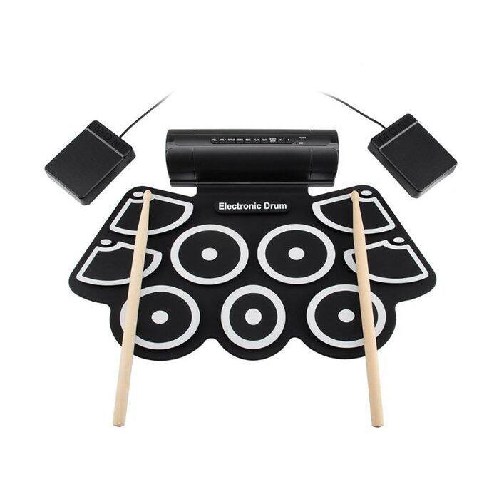 Portable Electronic Roll Up Drum Pad Set 9 Silicon Pads Builtin