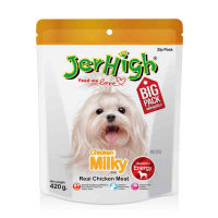 #pw04# 00033 แพ็คสุดคุ้ม!! JerHigh Real Chicken Meat Milky STICK Dog Snack ขนมสัตว์ บิสกิตสุนัขJerHighขนมสุนัข สติ๊ก รสไก่และนม ขนาด 420 กรัม