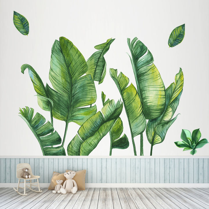 mildew-proof-decal-mural-odorless-surface-waterproof-art-wall-stickers-wall-home-decor-decor-green-tropical-plant