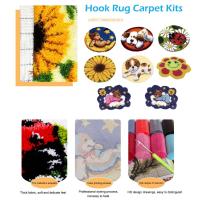 Latch Hook Rug Kit Make Your Own Rug Butterfly Daisy Carpet &amp; Yarn Rug Canvas Printed DIY Hobby Craft Acrylic Cushion Crocheting H0Y6