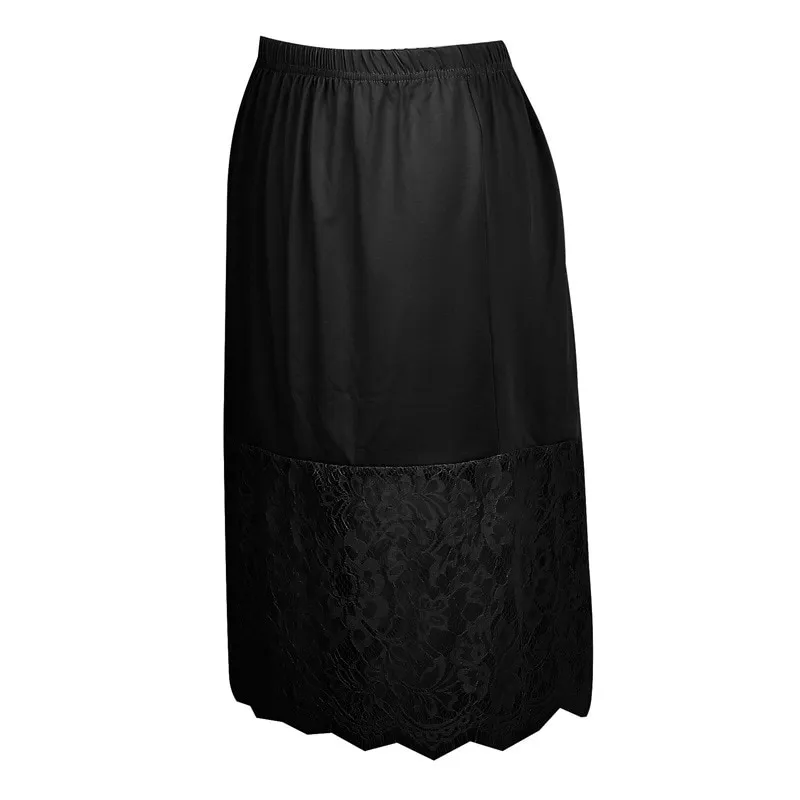 Women Skirt Extender Knee Lace Slip Hollow Length A-Line Half