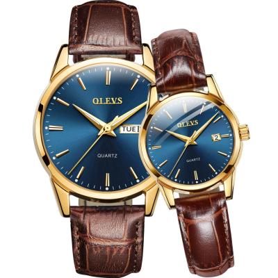 OLEVSนาฬิกาควอตซ์คู่แท้,นาฬิกากันน้ำปฏิทินคู่ส่งของขวัญให้แฟนสาว