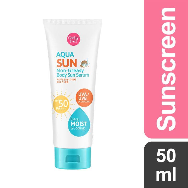 CATHY DOLL Aqua Sun Non Greasy Body Sun Serum SPF50 50ml | Lazada PH