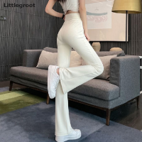 Littlegroot กางเกงขากว้างสีดำสำหรับผู้หญิง,Celana Setelan 2023เอวสูงฤดูใบไม้ร่วงกางเกงขายาวทรงหลวมไซส์ใหญ่กางเกงเสื้อผ้าลำลองสูท