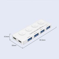 F19E 4ports USB 3.0 Data Hub with Individual Touch On/Off Switch and LED Light for Laptop PC Notebook Computer Keyboard Mouse USB Hubs