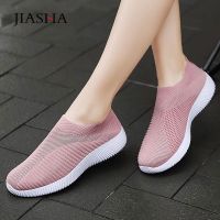 Sneaksrs women shoes 2022 fashion knitting breathable walking shoes slip on flat shoes comfortable casual shoes woman