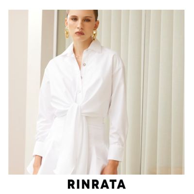RINRATA - Aaron Shirt เสื้อเชิ้ต แขนยาว สีขาว ผูกโบ ผ้าคอตต้อนอย่างดี ลานเส้นจาง เสื้อเชิ้ตใส่เที่ยว เสื้อเชิ้ตทำงาน เสื้อเชิ้ต แฟชั่น