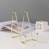 【CC】 Gold Picture Frame Book Shelf Storage Rack Display Plate Holder