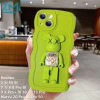 YiaMia เคสโทรศัพท์หมีน่ารักสำหรับ Realme 5 5i 5S 6i 7 7i 8 8 Pro 8i 9 9 9 Pro + 10 11 Pro Narzo 20 Pro Narzo 50ฝาครอบพร้อมตัวยึดโทรศัพท์ซิลิโคนนิ่มกันกระแทก