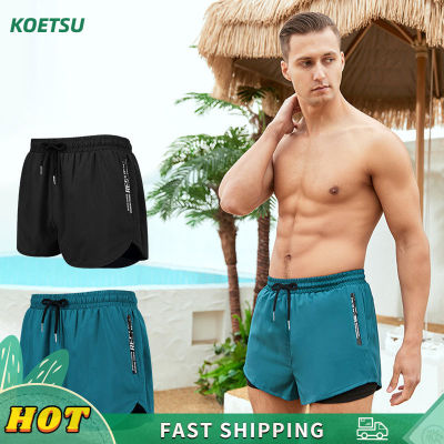 KOETSU【COD】🏖️ กางเกงว่ายน้ำกางเกงว่ายน้ำทรงหลวมของผู้ชายสองชั้นอุปกรณ์ว่ายน้ำแบบกางเกงชายหาด