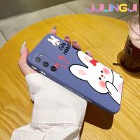 Jjlingji เคสสำหรับ OPPO A55 5G A74 5G เคสการ์ตูนกระต่ายน่ารักเคสมือถือนิ่มด้านข้างบางลายขอบสี่เหลี่ยมเคสนิ่มซิลิโคนเคสป้องกันการกระแทก