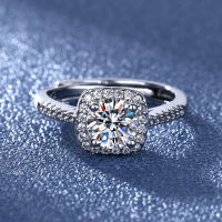 [COD]S925 เงินหนึ่งกะรัต Moissanite เลียนแบบเพชรเจ้าหญิงกระเป๋าสี่เหลี่ยมแหวนสดคลาสสิกหกกรงเล็บ Douyin สดระเบิดสด