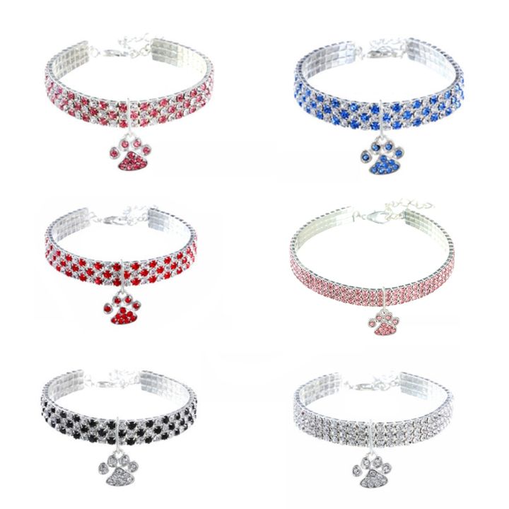 hot-diamond-inlaid-pet-cat-collar-pets-shiny-crystal-elastic-cats-collars-footprints-accessories-for-kitten-dog-collar-cat-necklace