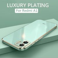 [ร้อน] เคสมือถือชุบโลหะสี่เหลี่ยมหรูหราสำหรับ Xiaomi Redmi A1 RedmiA1 4G TPU นุ่มกันกระแทกฝาหลังซิลิโคน