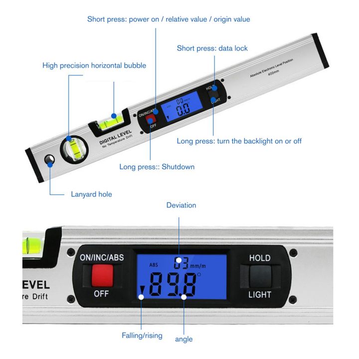 ผู้ขายที่ดีที่สุด360องศาไม้โปรแทรกเตอร์ดิจิตอล-inclinometer-อิเล็กทรอนิกส์ระดับมุม-finder-400มิลลิเมตร