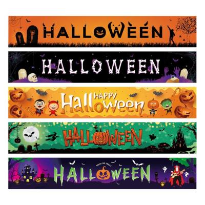 Happy Halloween Banner Spooky Outdoor Decoration Banner 50 X 300cm Halloween Ghost Skull Yard Sign For Yard Fence Offices Garage Wall functional
