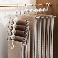 5-Layer Pants Rack ไม้แขวนเสื้อสแตนเลสผ้าพันคอกันลื่น Ties กางเกงยีนส์ กางเกงขายาว แขวนตู้เสื้อผ้า ประหยัดพื้นที่ ออแกไนเซอร์