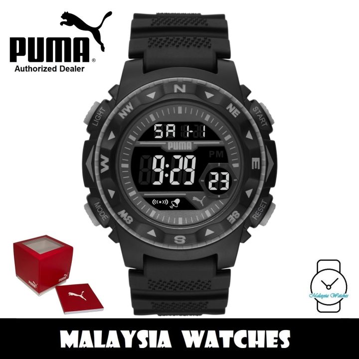 OFFICIAL WARRANTY) Puma P6054 12 Quartz Digital Black-Tone
