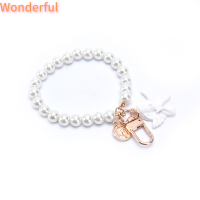 ?【Lowest price】Wonderful พวงกุญแจนางฟ้าสีขาววินเทจใหม่พวงกุญแจหญิงสาวไข่มุก