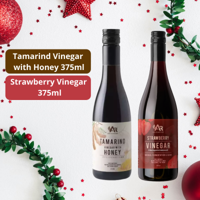 Ablerind Bundle Deal! แพ็คคู่ Strawberry Vinegar [No Honey] 375ml + Tamarind Vinegar with Honey 375ml - เอเบิ้ลริน ไซเดอร์สตรอเบอร์รี่ 375มล. + ไซเดอร์มะขามผสมน้ำผึ้ง 375มล.
