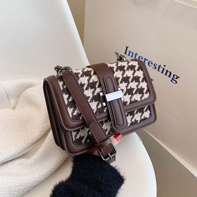 [COD] Korean version of foreign trade export plaid houndstooth personality daily commuting womens bag 2021 new shoulder