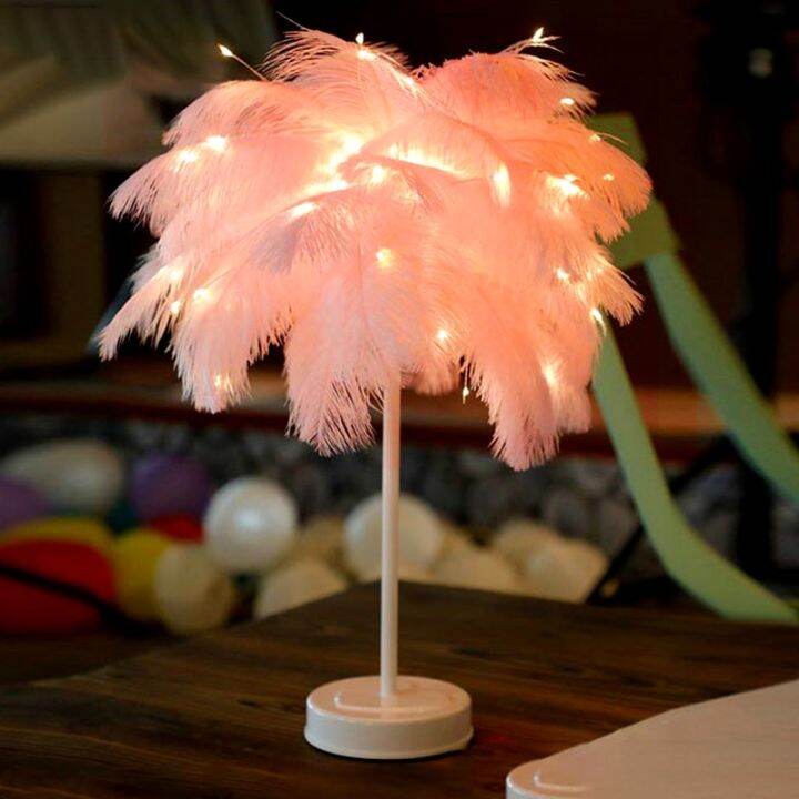 led-feather-table-lamp-with-remote-control-creative-bedside-night-light-girl-heart-tree-light-feather-lampshade-bedroom-decor-night-lights