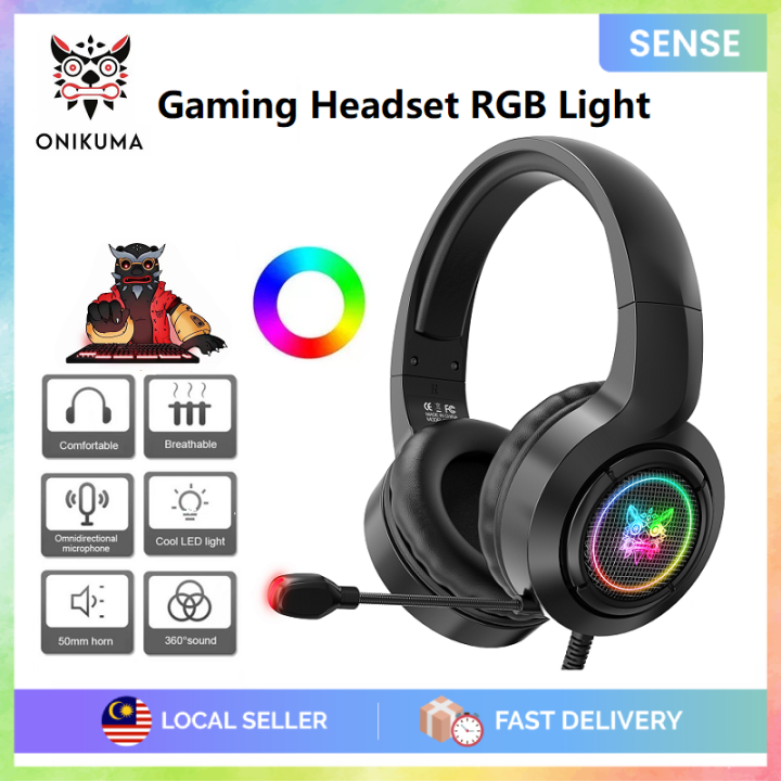 SENSE ONIKUMA Gaming Headset RGB Light with Mic and Noise Cancellation