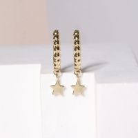 Grace Fine Jewelry ต่างหูห่วงทองแท้ 9K Plain Star charm Huggies